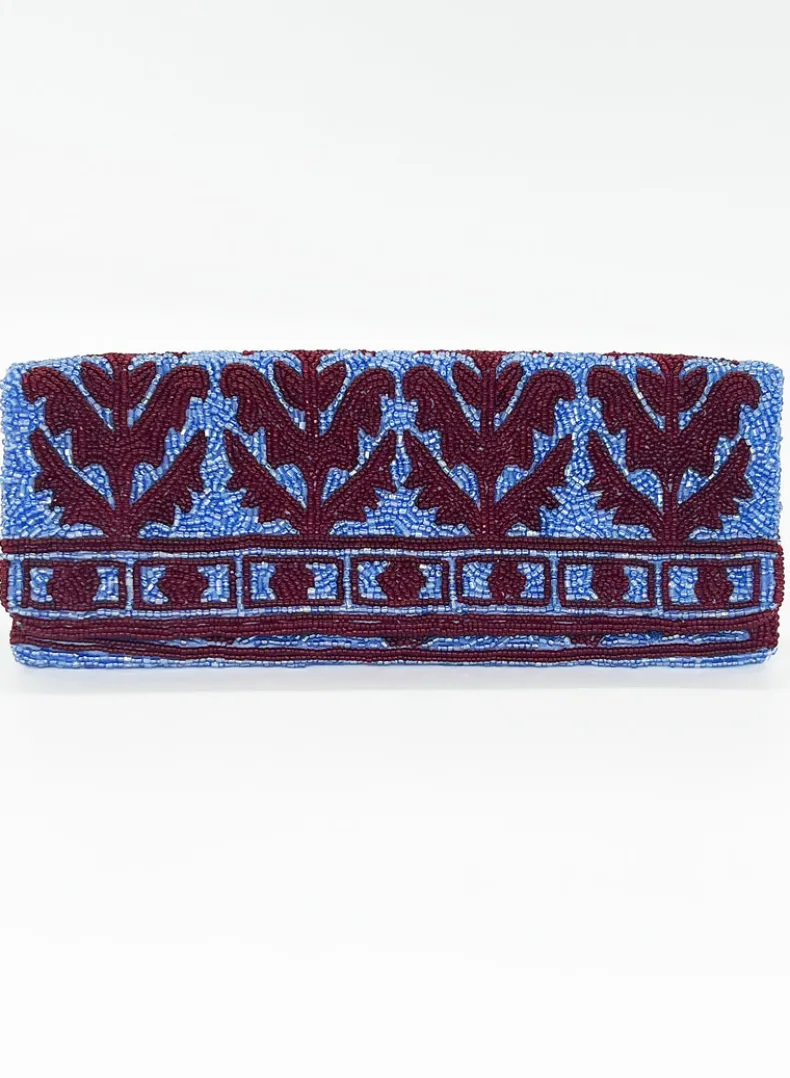 Beaded Clutch- Marigold Maroon