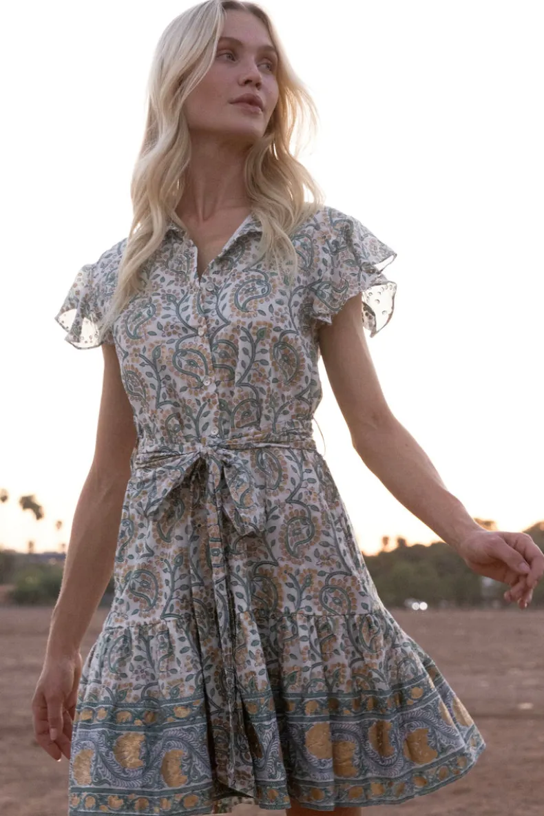 Ruffle Collar Button Mini- Marseille Green