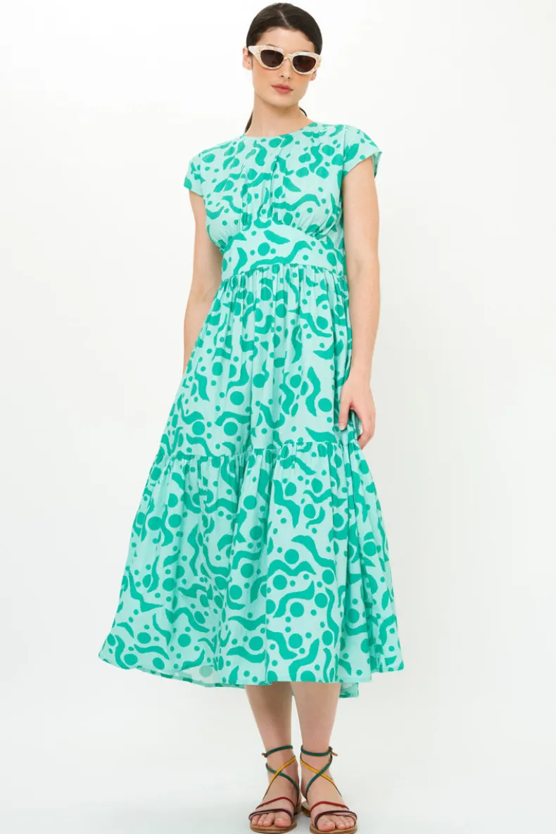 Cap Sleeve Midi- Acadia Aqua