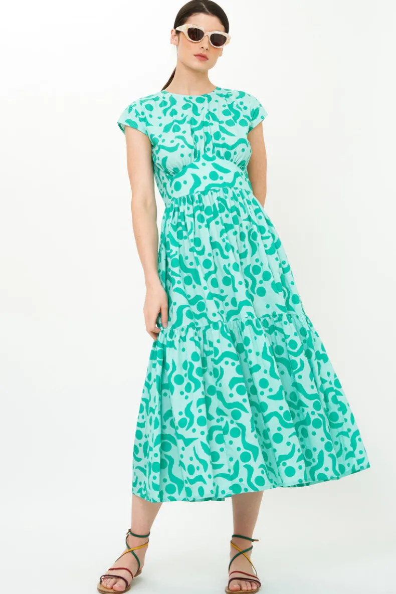 Cap Sleeve Midi- Acadia Aqua