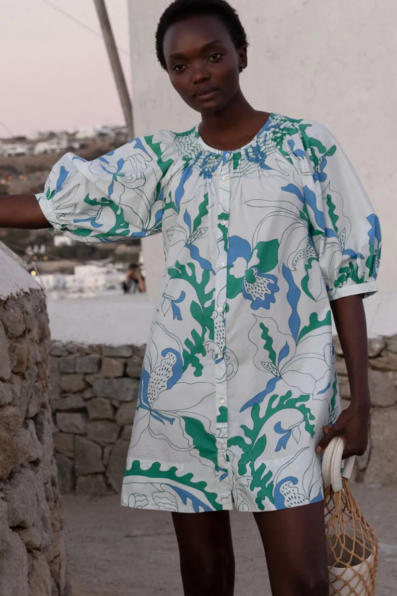 Embroidered Button Mini- Orchid Green