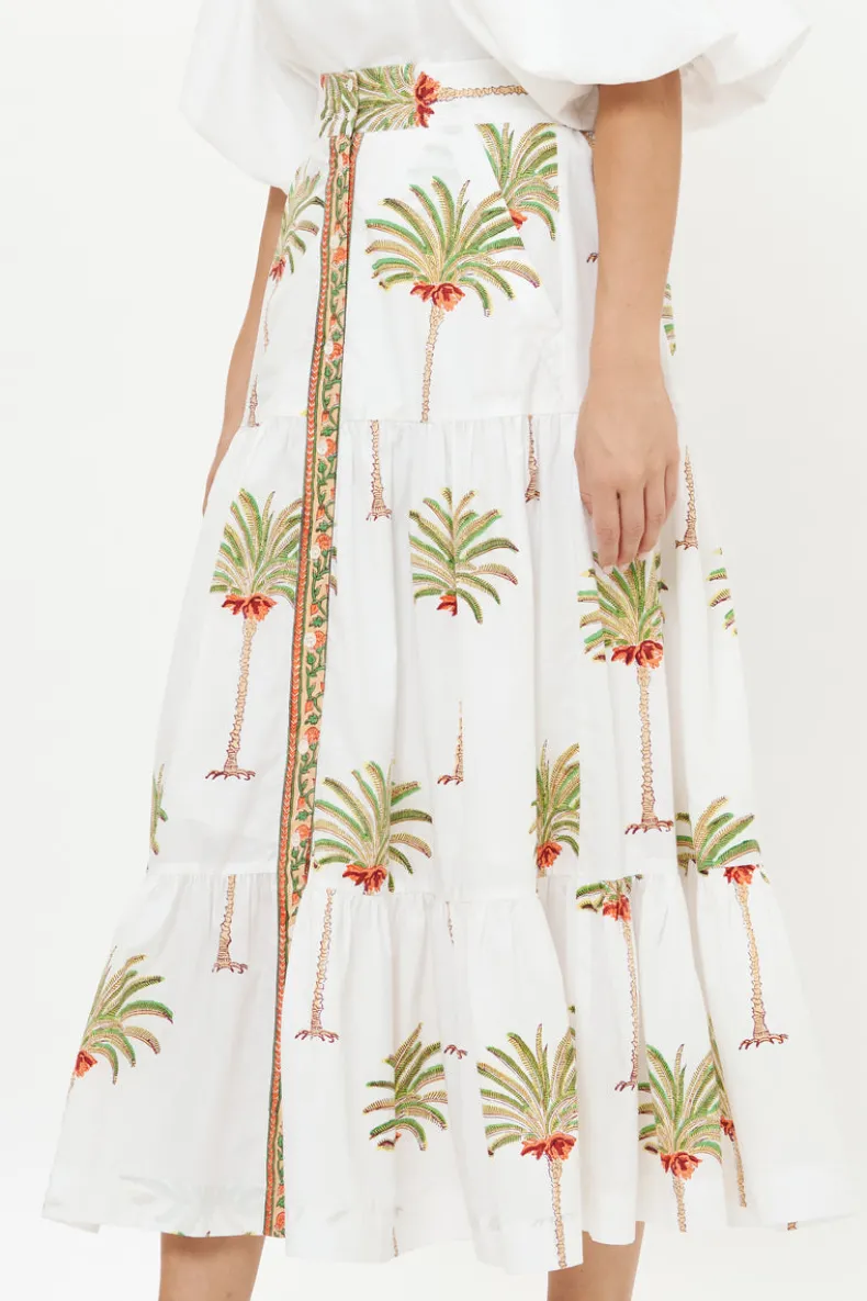 Button Front Skirt- Canary Green