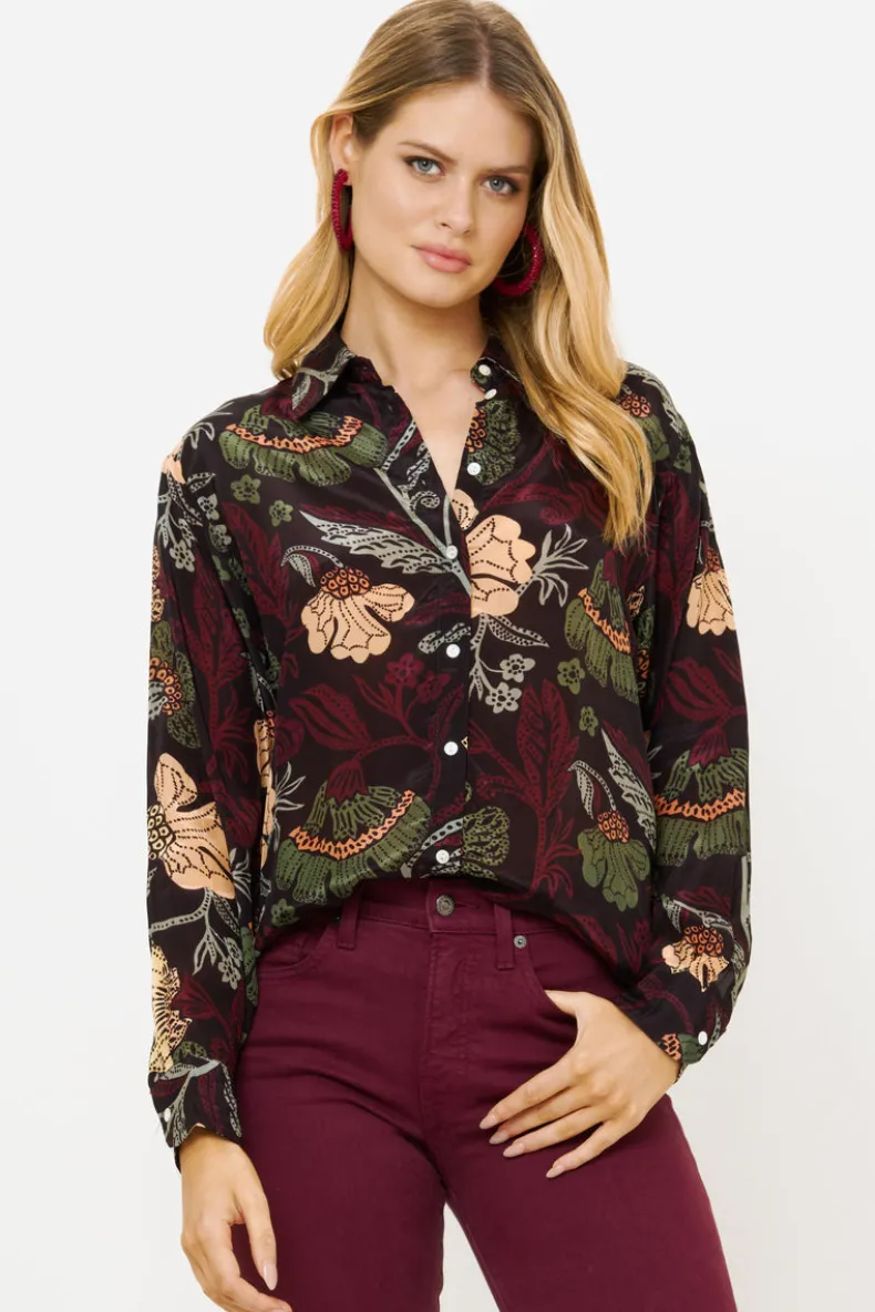 Button Down Blouse- Turin Wine