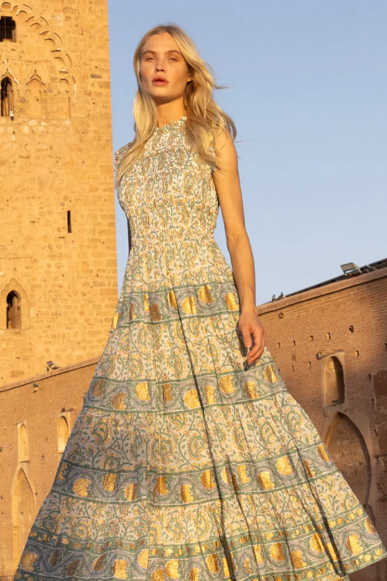 Sleeveless Smocked Maxi- Marseille Green