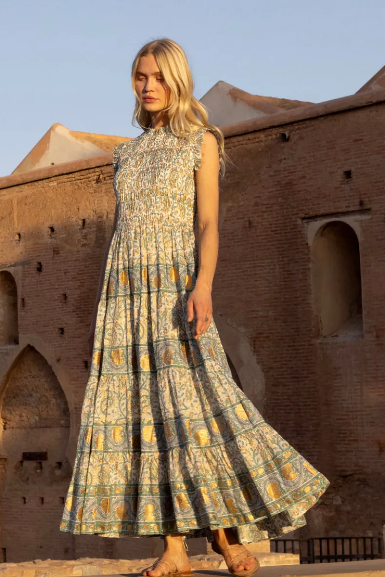 Sleeveless Smocked Maxi- Marseille Green