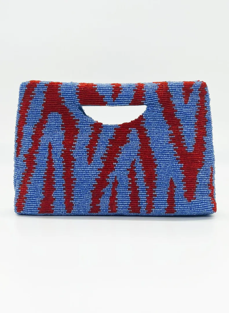 Beaded Handbag- Singita Red Blue