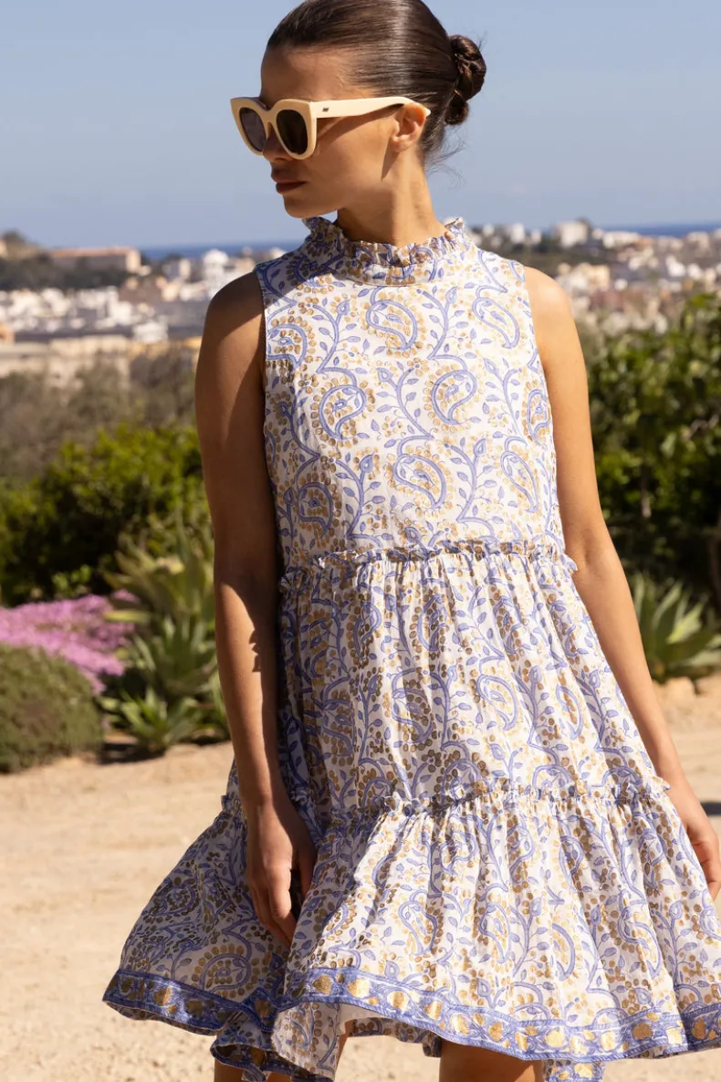 Ruffle Tiered Short- Marseille Blue