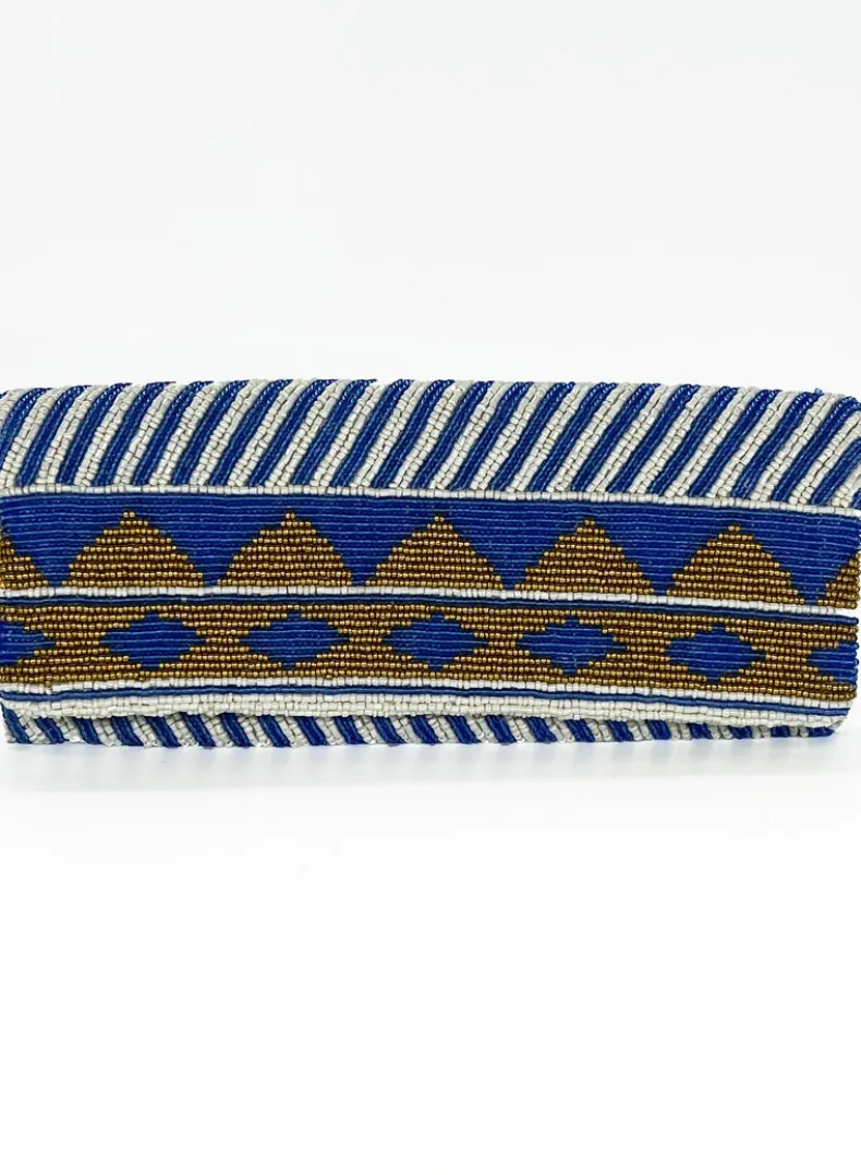 Beaded Clutch- Mezcal Blue Gold