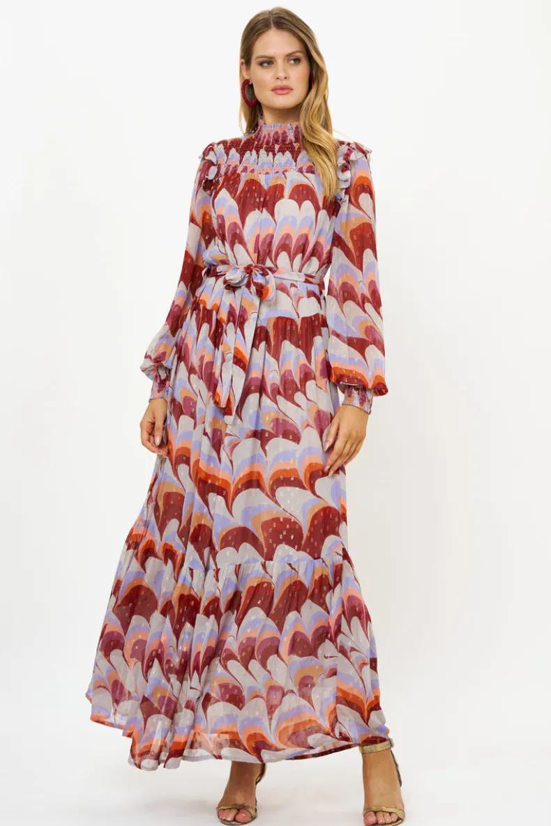 Smocked Neck Maxi- Venice Cognac