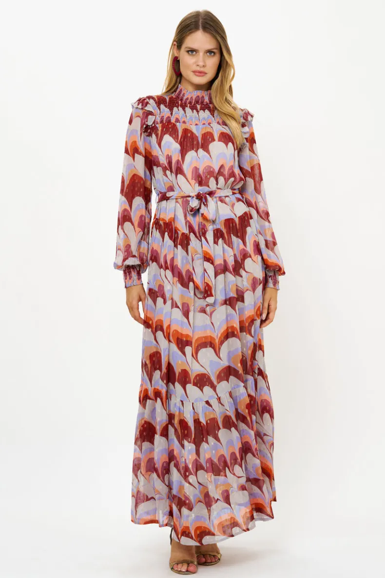 Smocked Neck Maxi- Venice Cognac