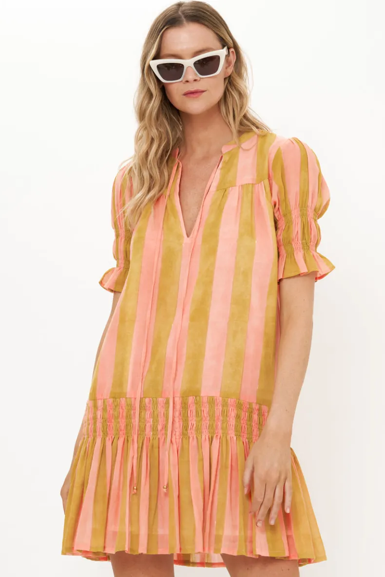 Smocked Drop Mini- Cabana Coral