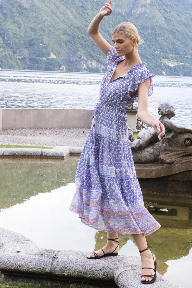 Cinched Flirty Midi- Clover Blue