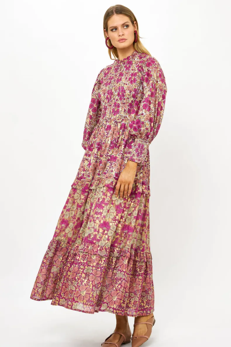 3/4 Smocked Top Maxi- Matera Pink