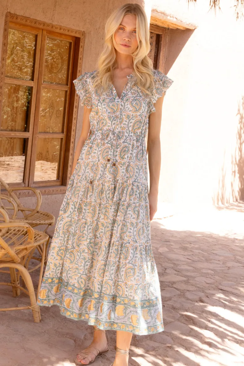 Cinched Flirty Midi- Marseille Green