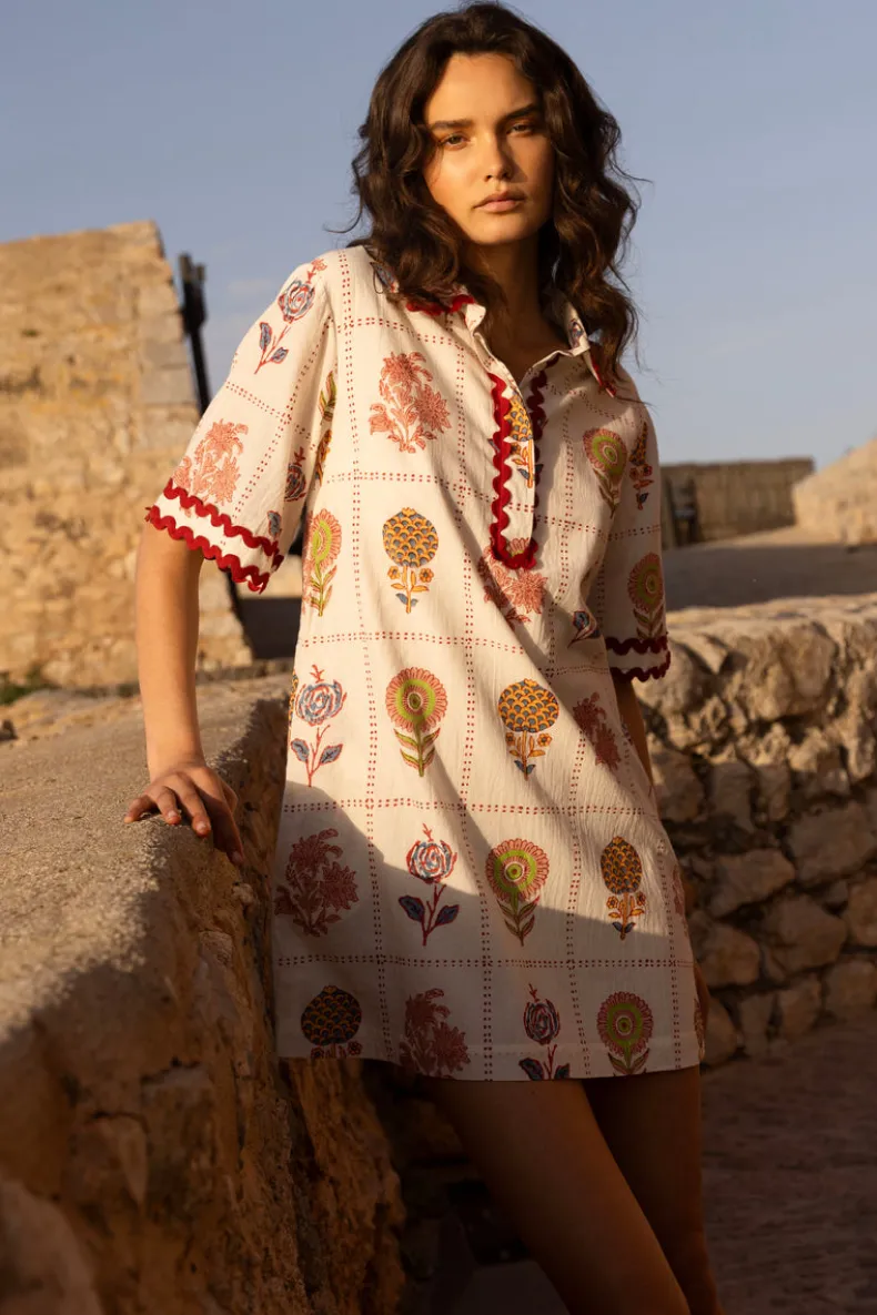 Collared Shirt Dress Mini- Taormina Cream