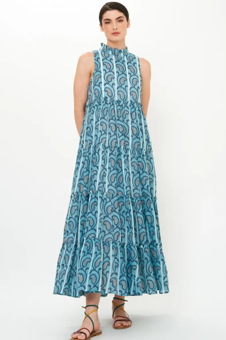 Ruffle Tiered Maxi- Goa Blue