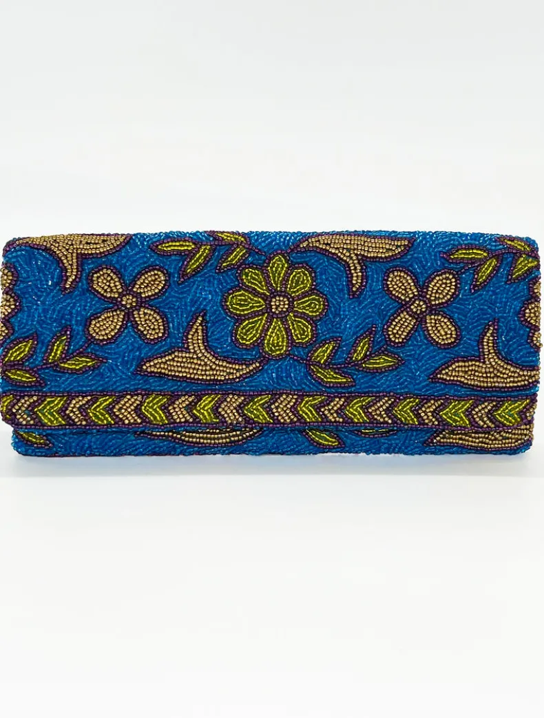 Beaded Clutch- Regent Blue Gold