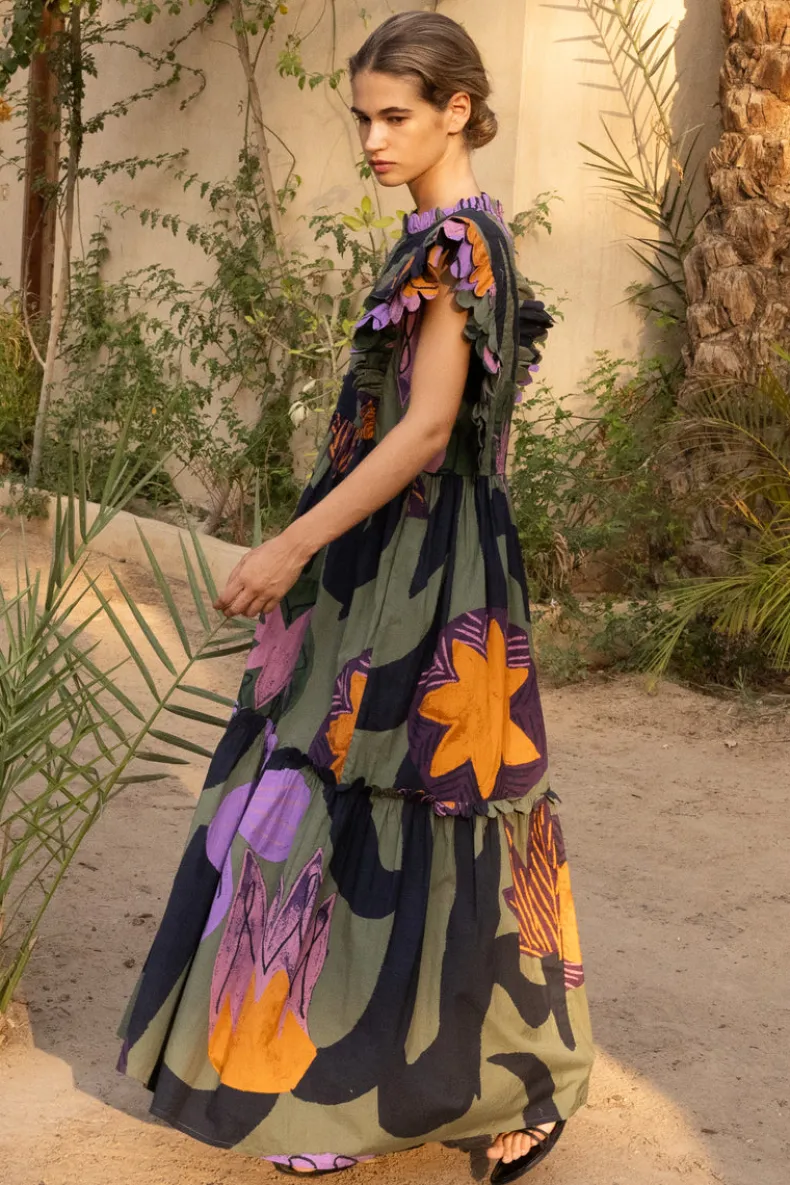 Scallop Pintuck Maxi- Bergen Olive