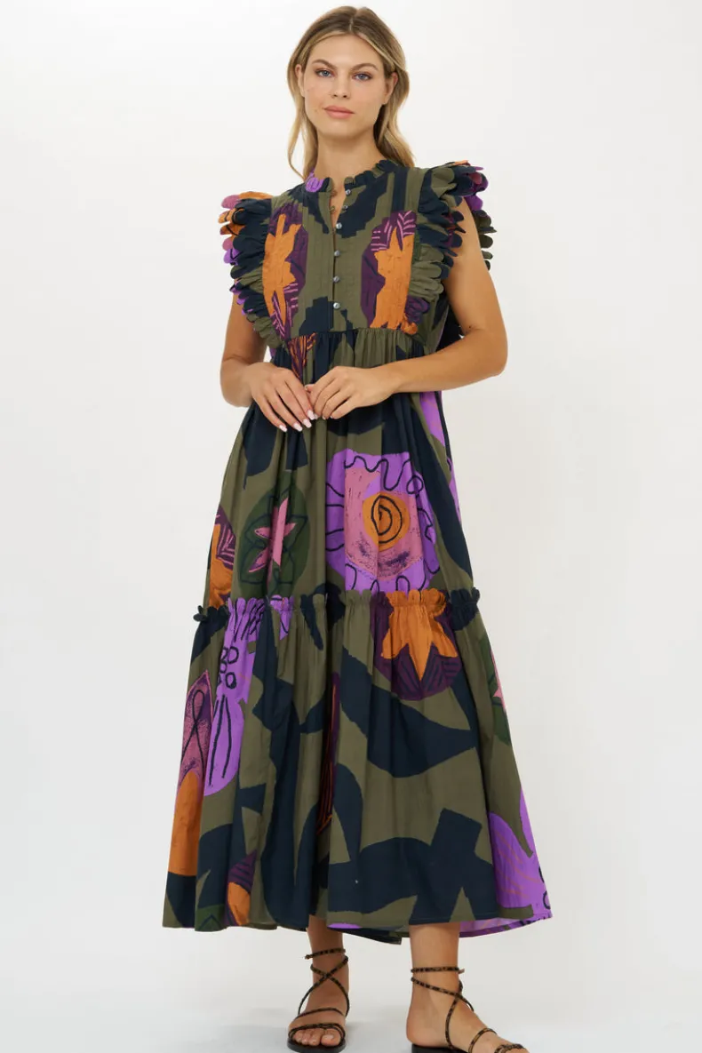 Scallop Pintuck Maxi- Bergen Olive