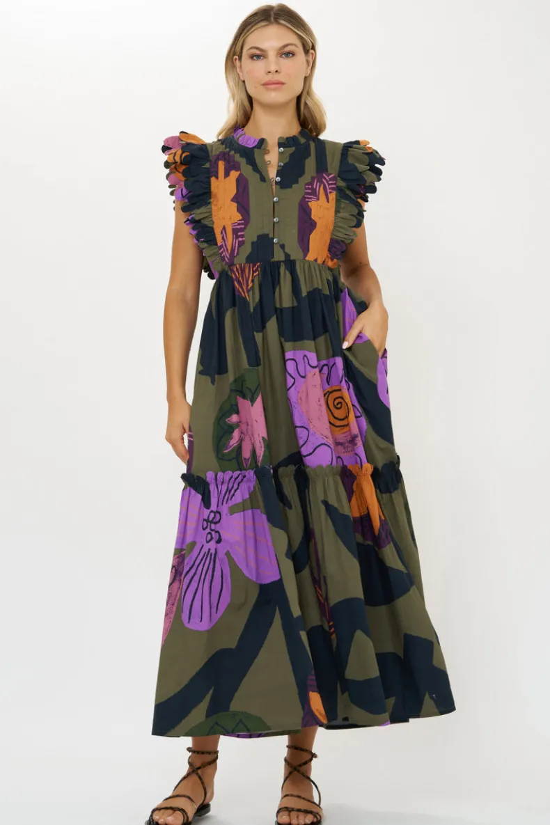 Scallop Pintuck Maxi- Bergen Olive