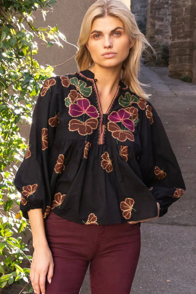 Mandarin Balloon Top- Almay Black