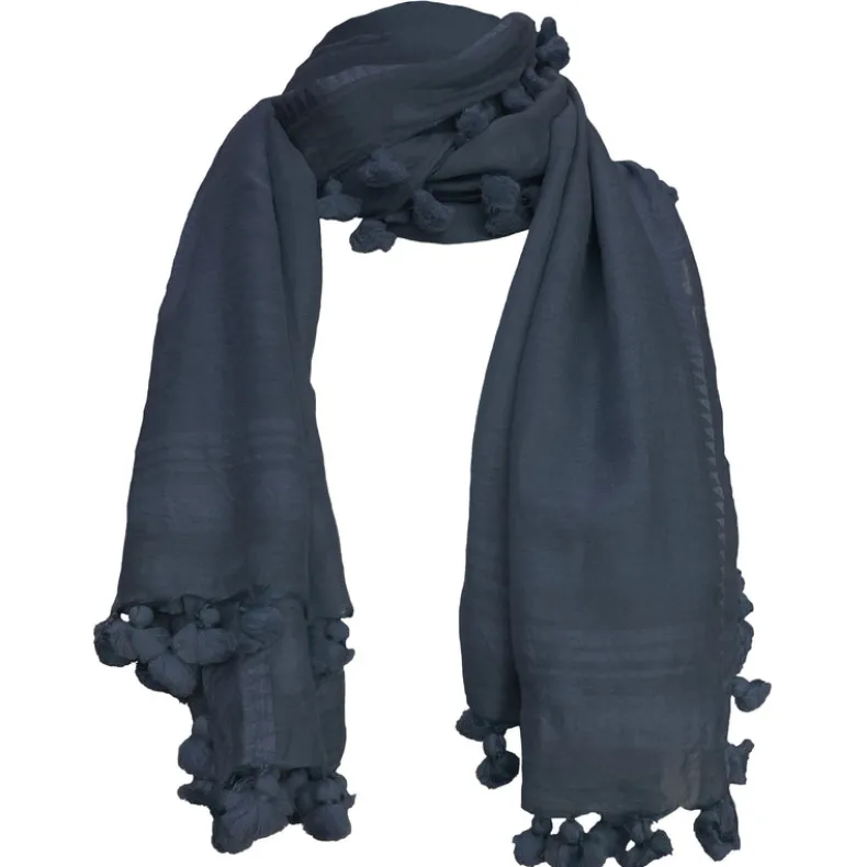 Navy Tassel Scarf