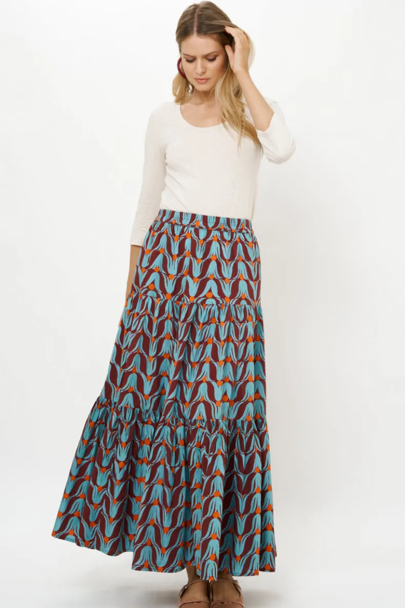 Tiered Maxi Skirt- Tulip Orange