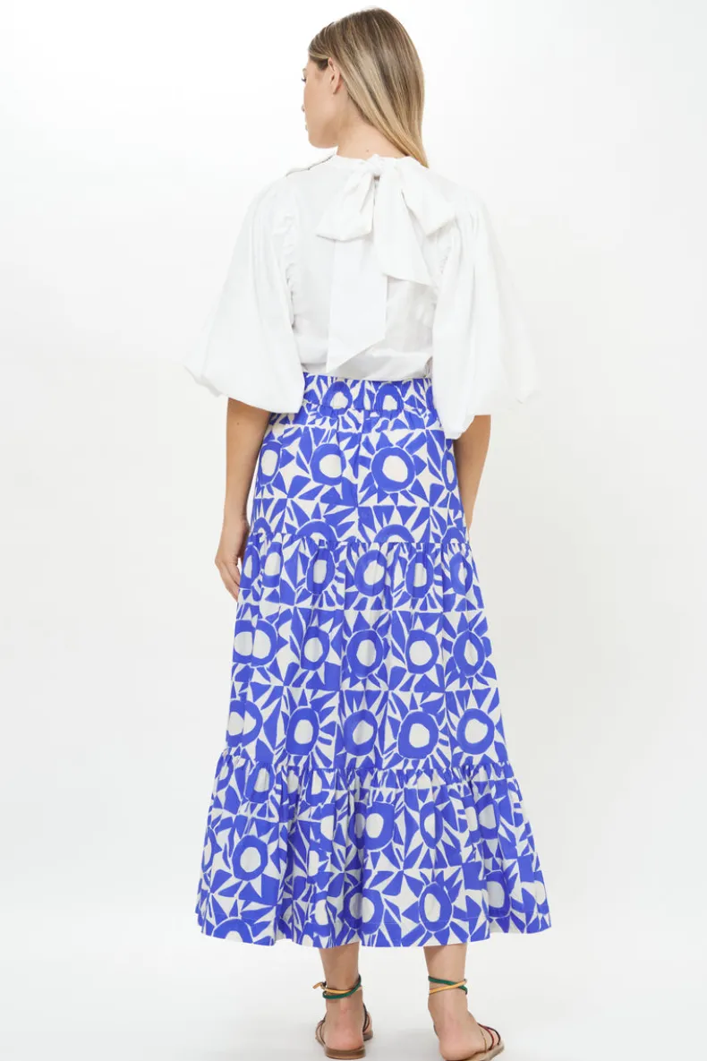 Button Front Skirt- Eclipse Blue