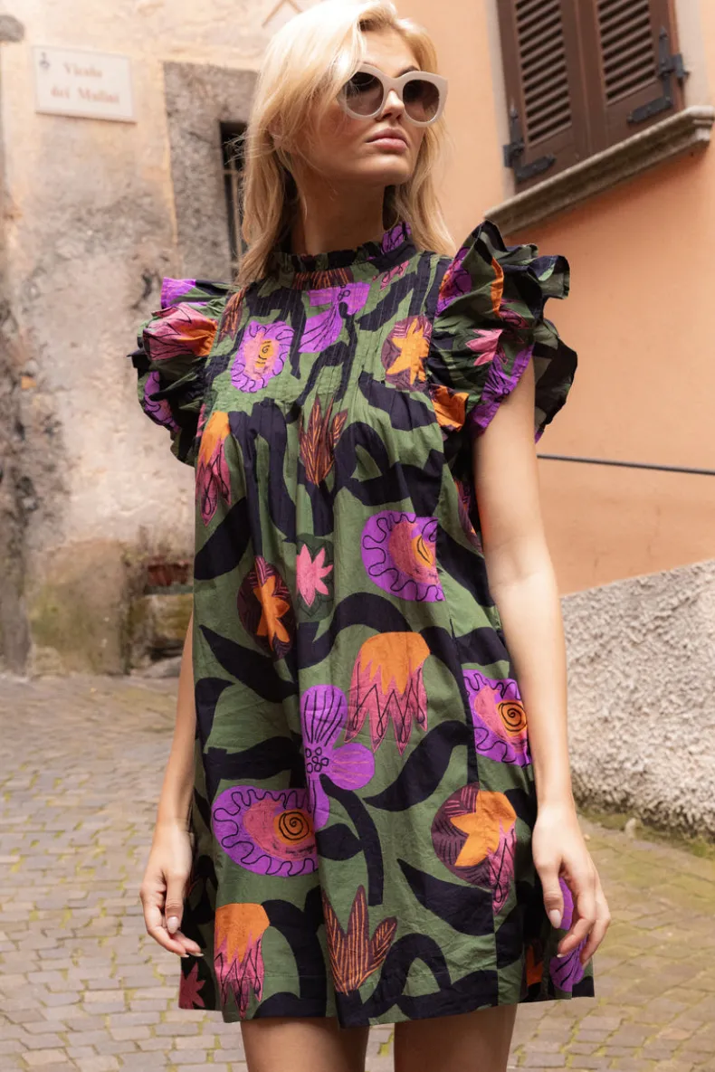 Pintuck Ruffle Mini- Bergen Olive