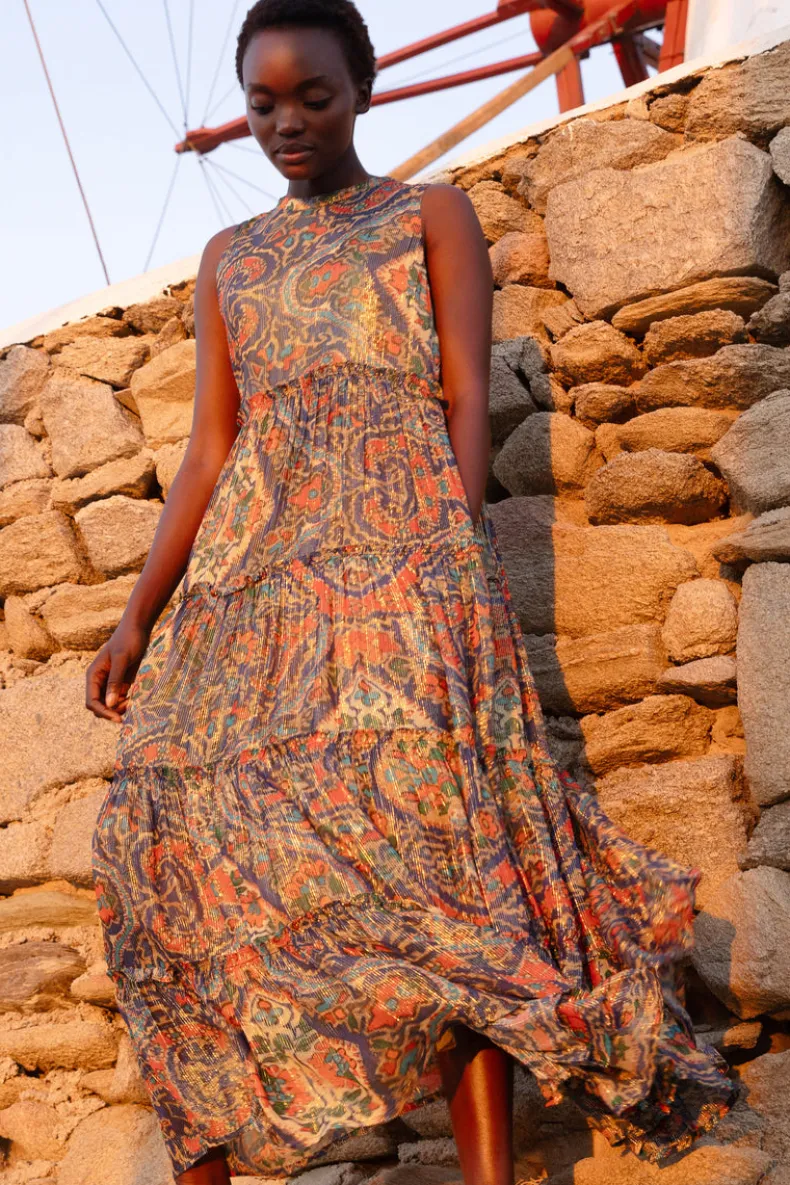 Ruffle Tiered Maxi- Persia Cobalt