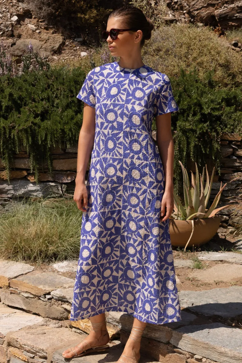 Short Sleeve Shift Maxi- Eclipse Blue