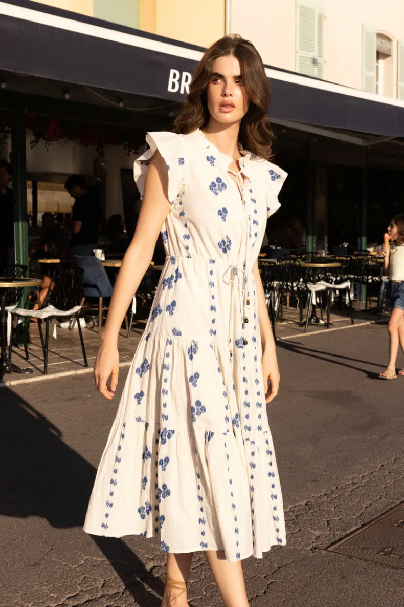 Cinched Flirty Midi- Wicklow Blue