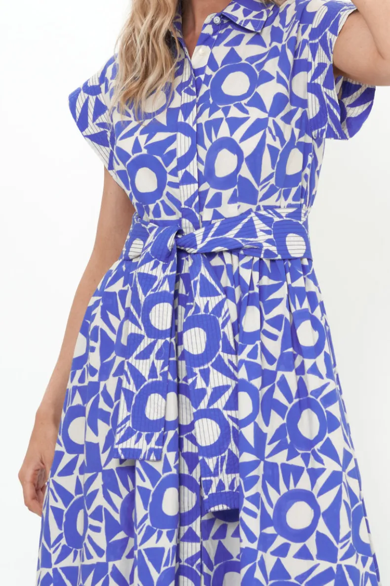 Belted Shirt Dress- Eclipse Blue
