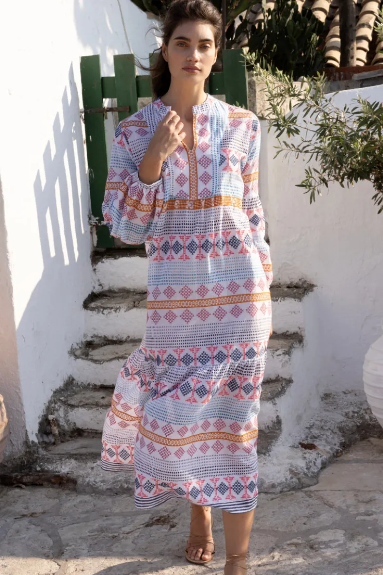 Long Sleeve Yoke Maxi- Casablanca Multi