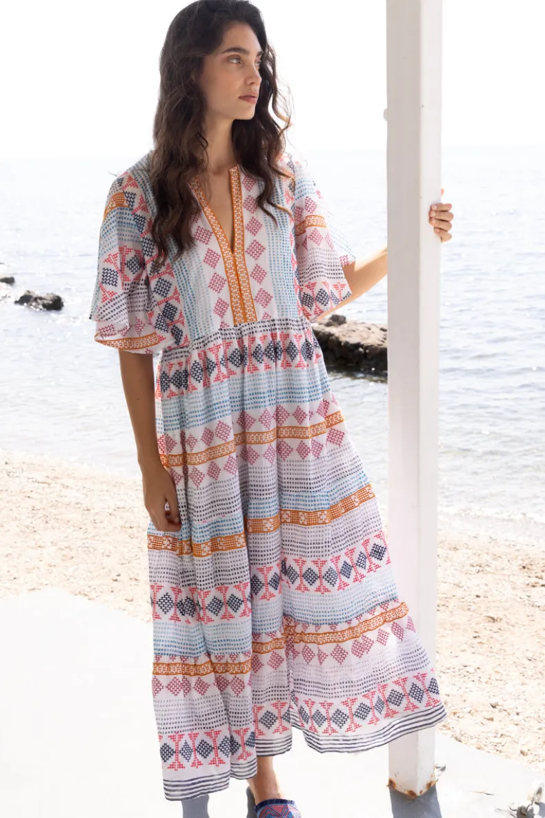 Flirty V-Neck Maxi- Casablanca Multi