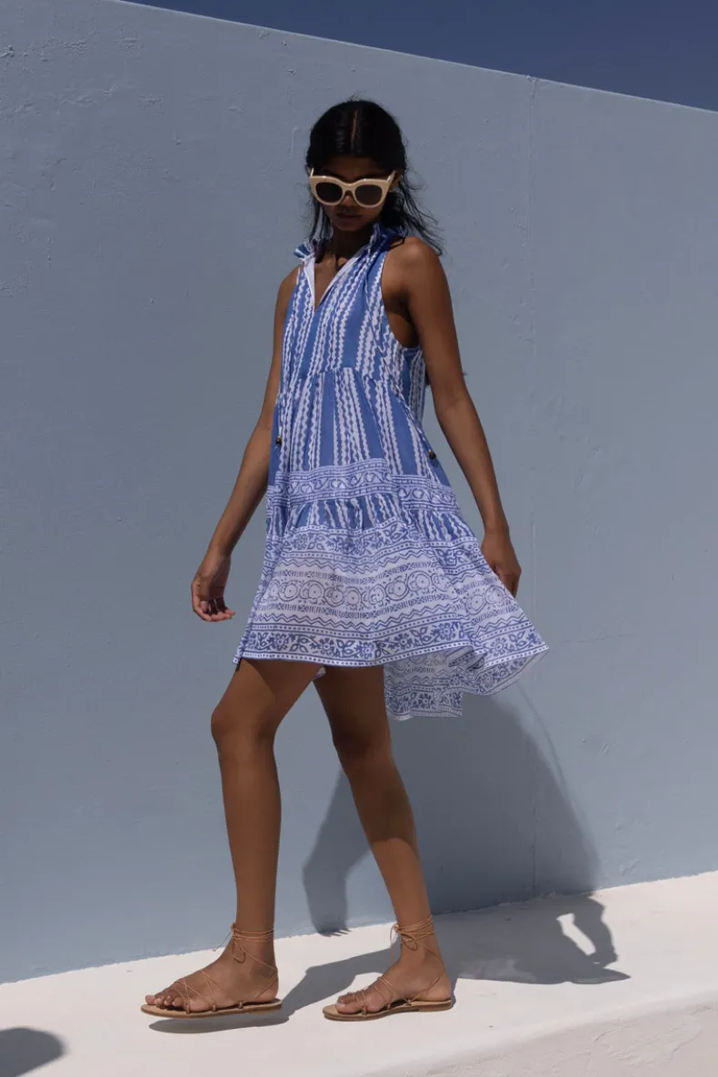 Sleeveless Tiered Short- Ziggy Blue