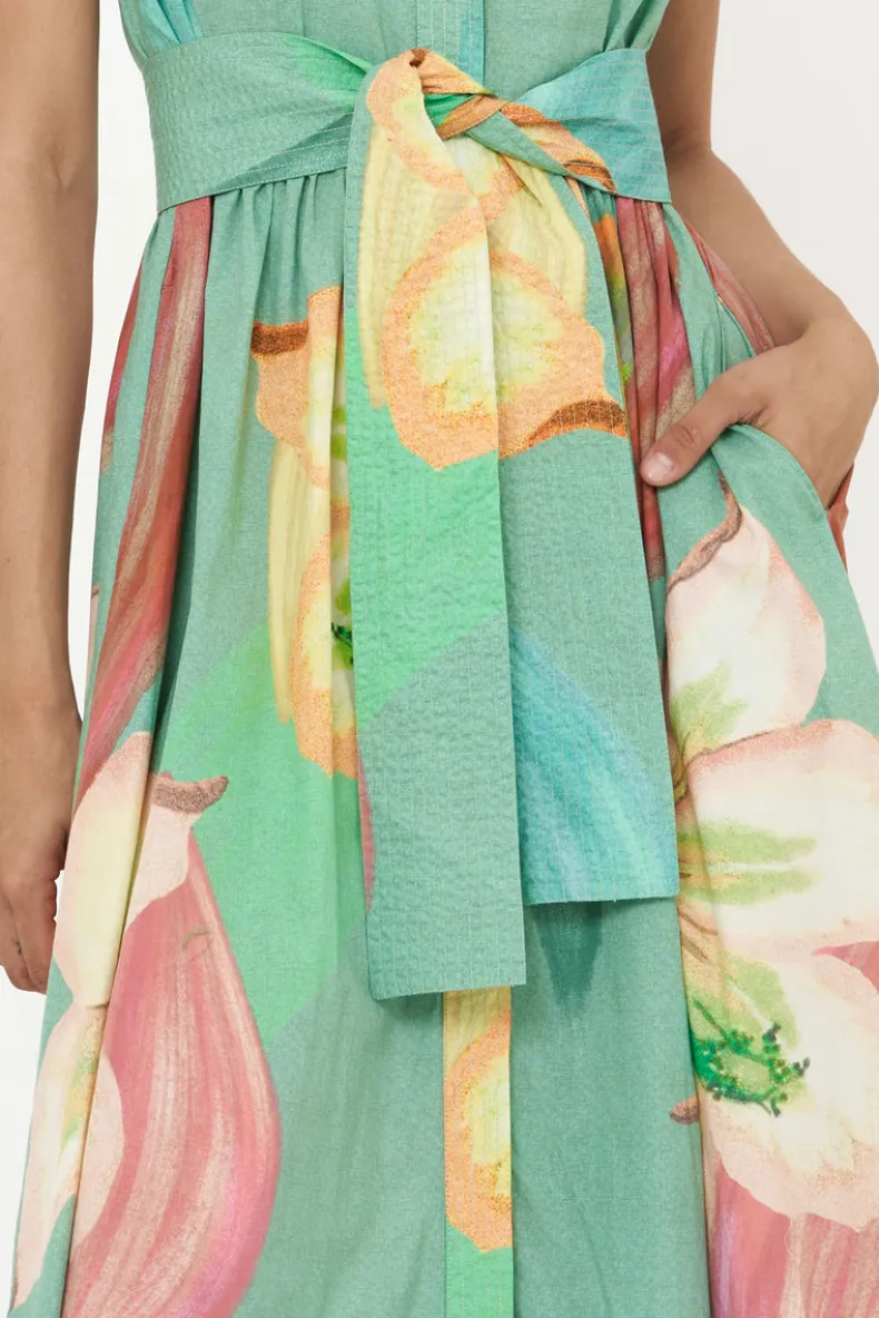 Belted Shirt Dress- Hibiscus Sage