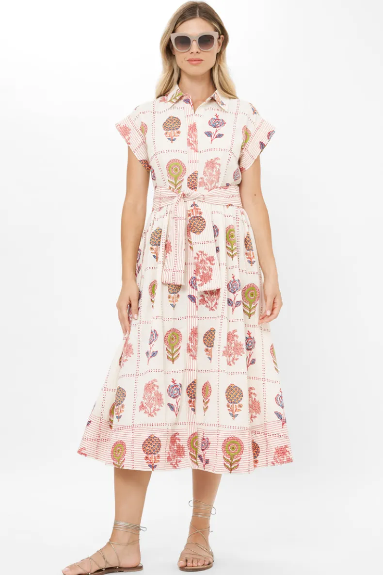 Belted Shirt Dress- Taormina Cream