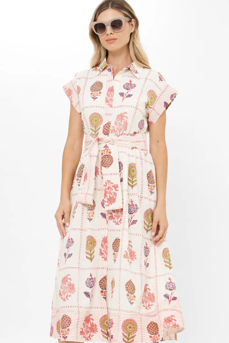 Belted Shirt Dress- Taormina Cream