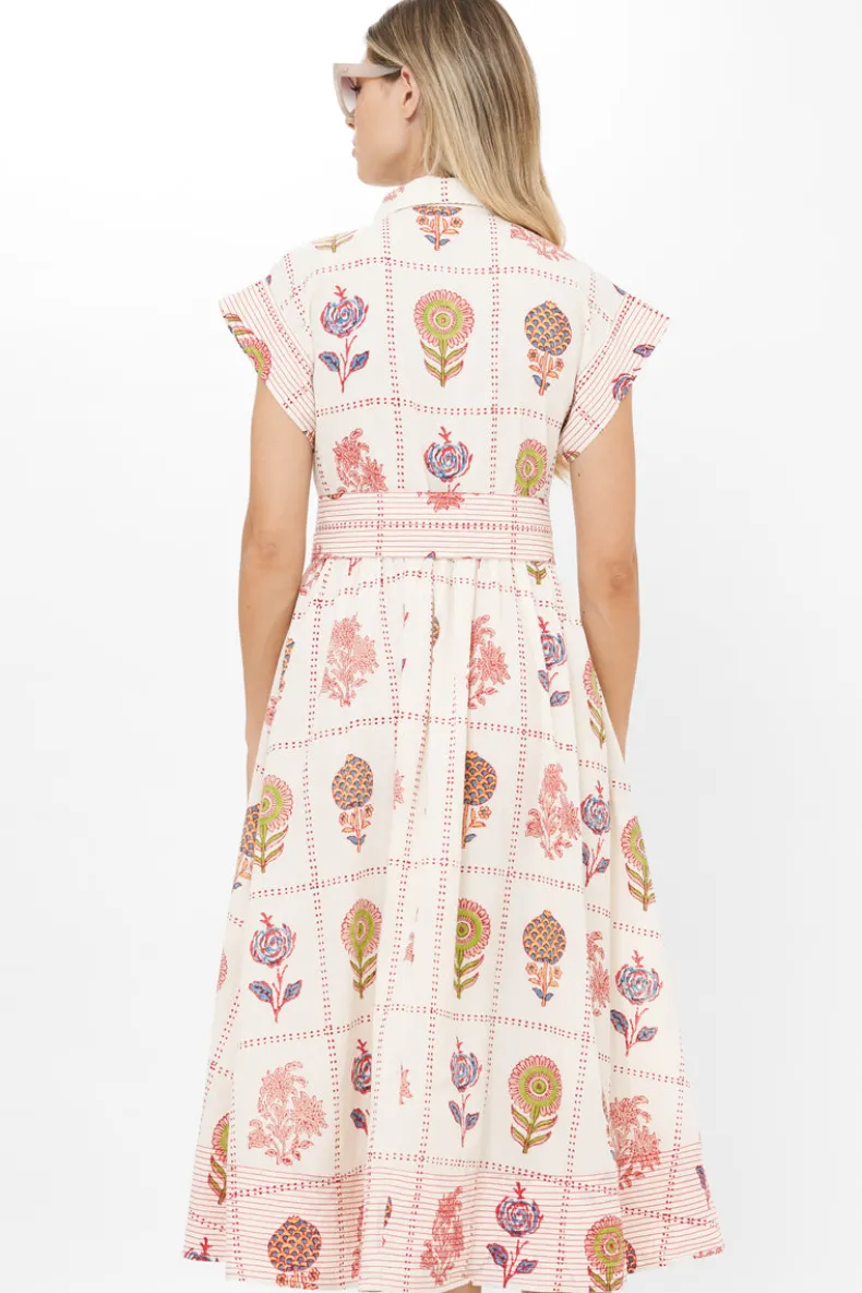 Belted Shirt Dress- Taormina Cream