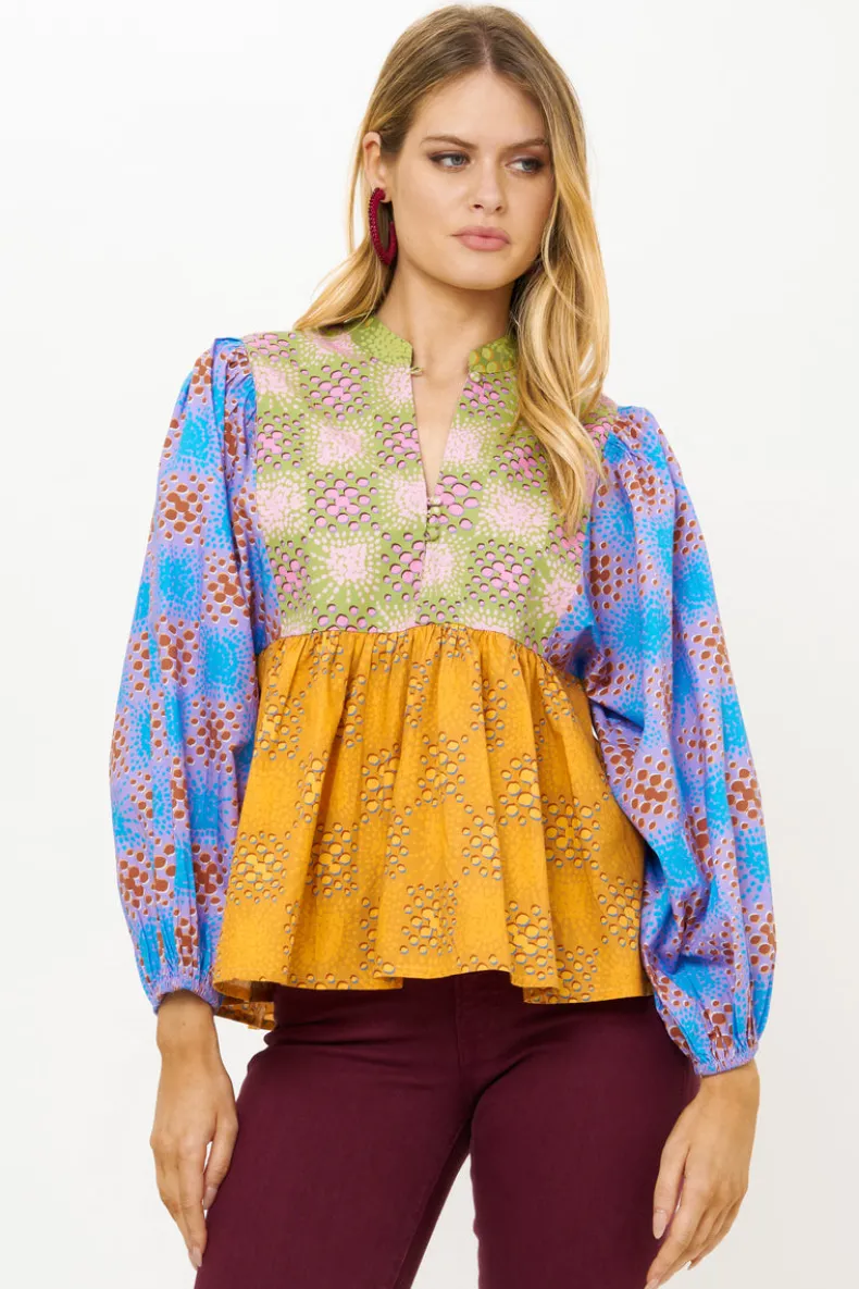 Mandarin Balloon Top- Matrix Multi